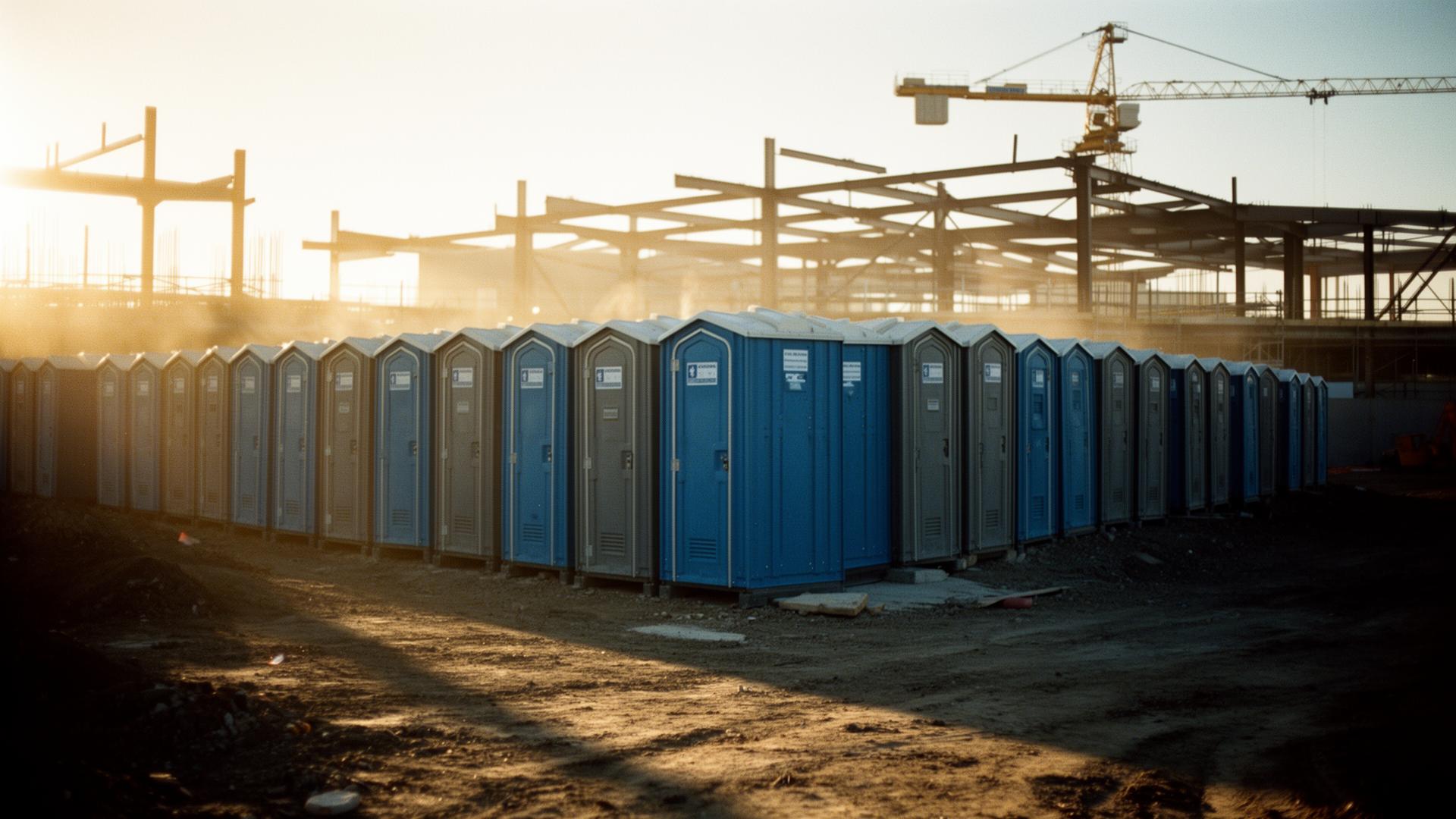 Portable toilet fleet at an active construction site